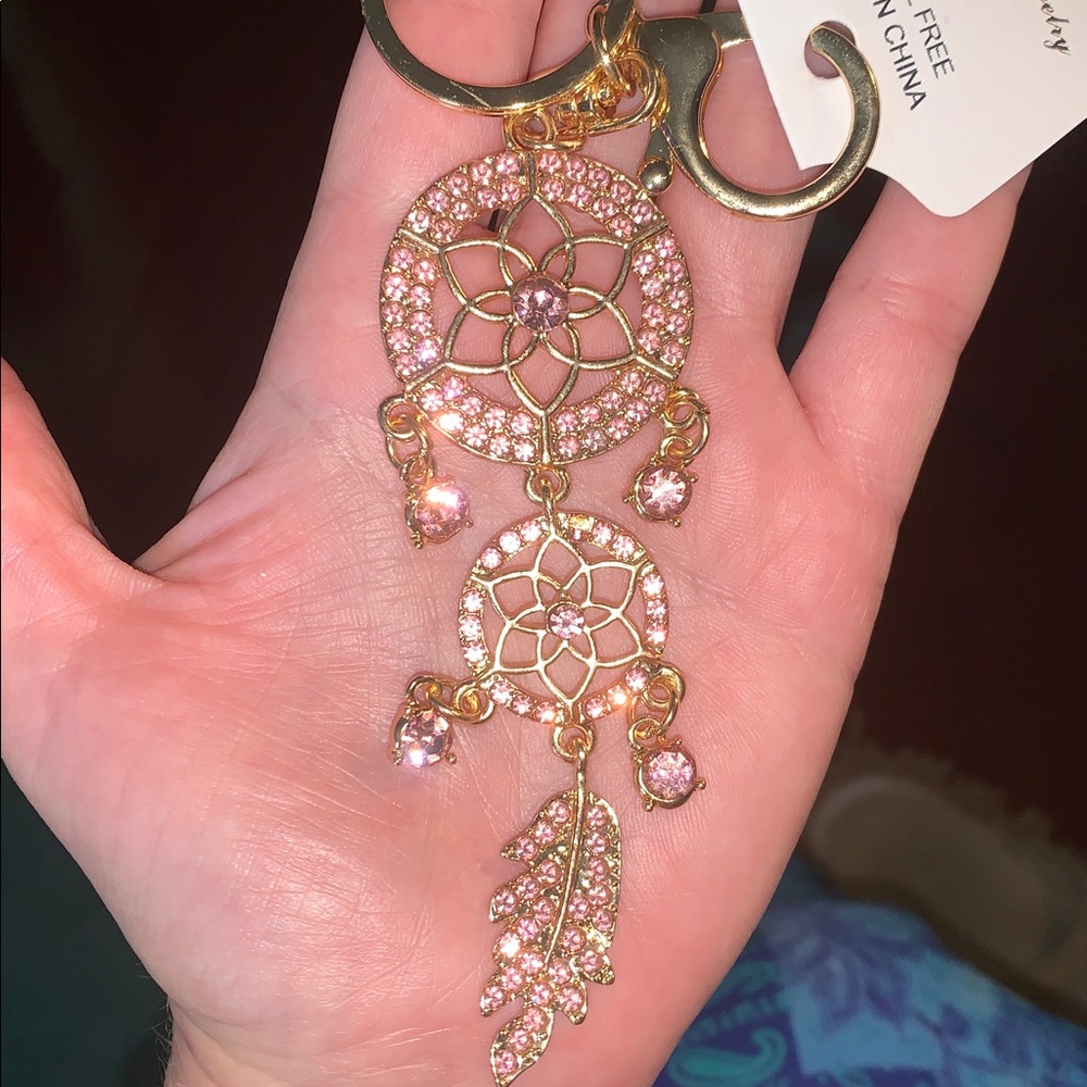 Pink Crystal Dreamcatcher purse/bag charm keychain - Picture 5 of 8